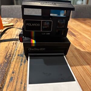 Polaroid OneStep 600 Instant Camera - Black with Colorful Stripe